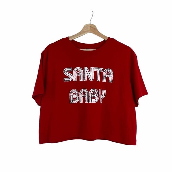 Santa Baby red cropped tee size XL - Picture 1 of 4